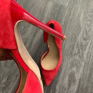 Jessica Simpson Red Suede + Leather Stiletto Pumps